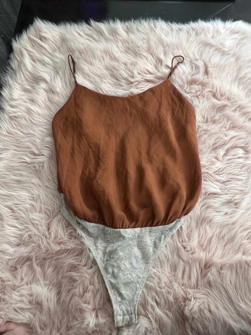 Intimately Free People Caramel Lace Cami Bodysuit sz medium